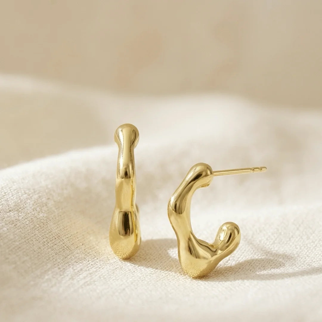 Nova Sculpted Gold Vermeil Hoop Earrings