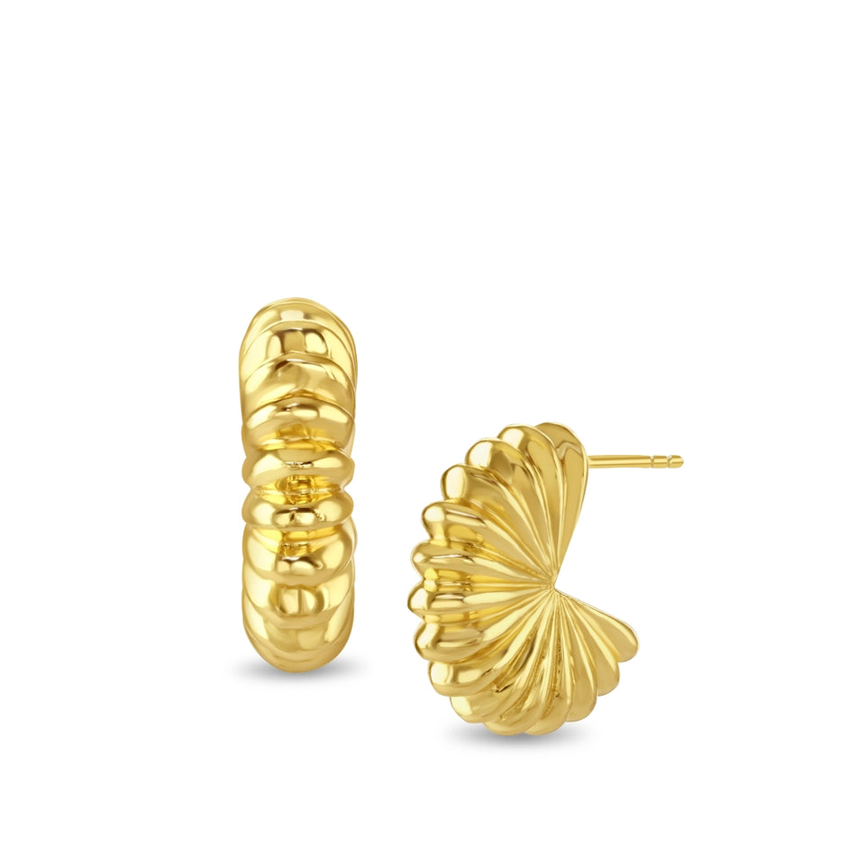 Golden Rays Arc Hoop Earrings