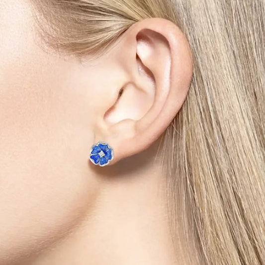 Nicole Barr Nature Blue Enamel Blossom Silver Stud Earrings Nicole Barr Nature Blue Enamel Blossom Silver Stud Earrings