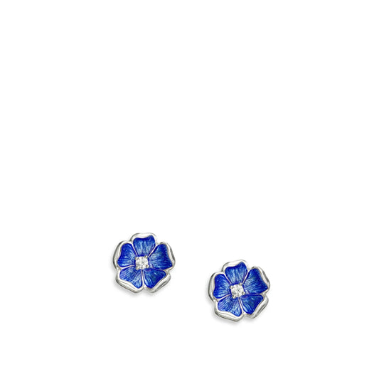 Nicole Barr Nature Blue Enamel Blossom Silver Stud Earrings