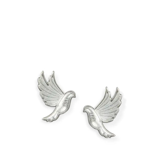 Nicole Barr Nature Peace Dove White Enamel Stud Earrings