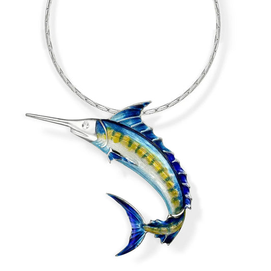 Nicole Barr Sea Blue Marlin Sterling Silver Enamelled Necklace