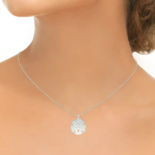 Nicole Barr White Enamel Nature Sand Dollar Silver Pendant Nicole Barr White Enamel Nature Sand Dollar Silver Pendant
