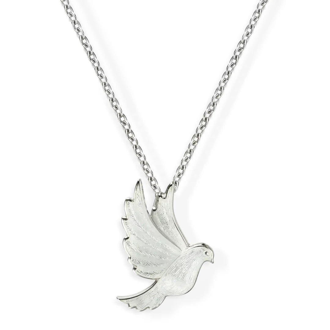 Nicole Barr Nature Peace Dove White Enamel Pendant