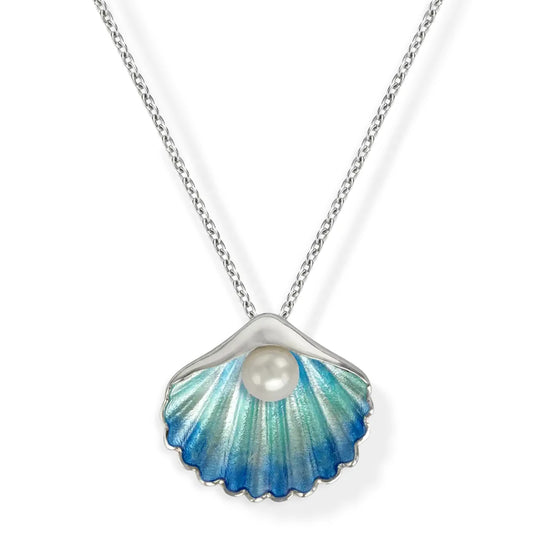 Nicole Barr Sea Coastal Shell Pearl Enamel Pendant