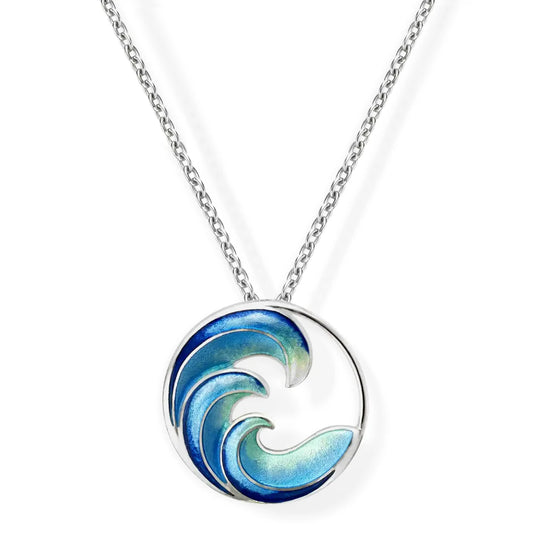 Nicole Barr Northern Swell Sea Wave Enamel Necklace,