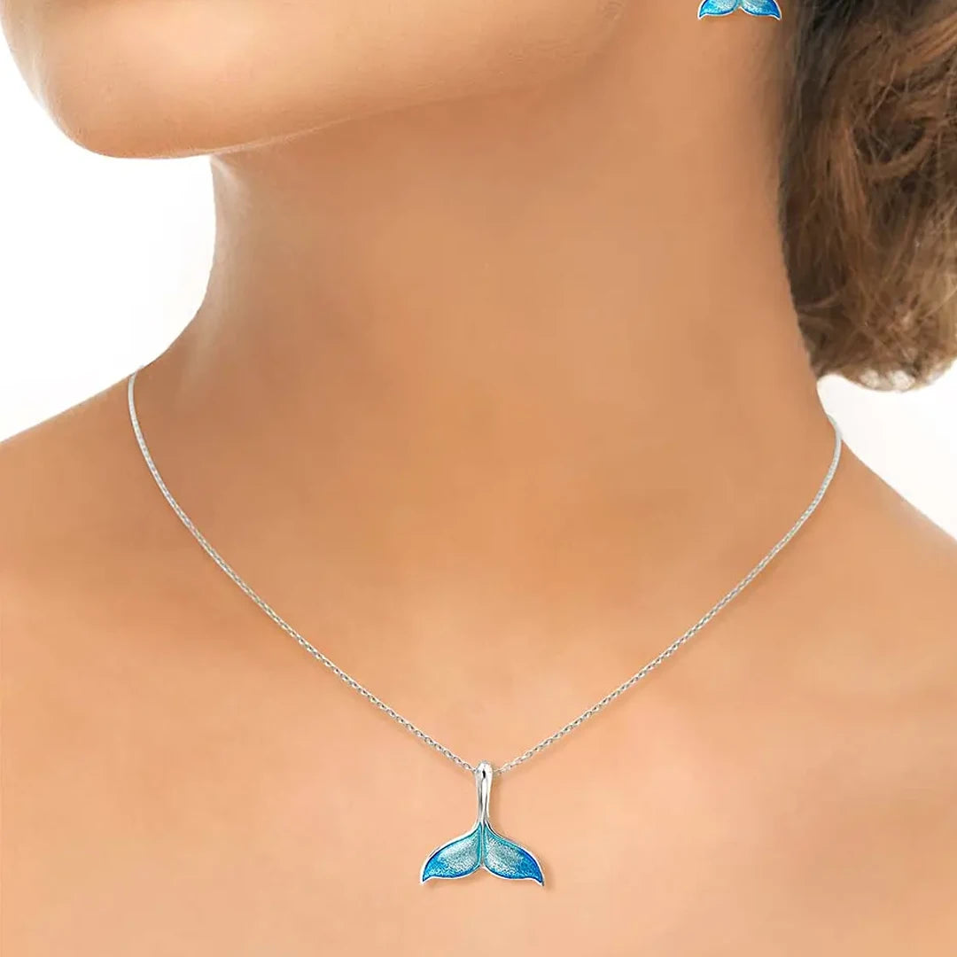 Nicole Barr Blue Enamel Sea Whale Fluke Pendant