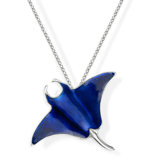 Nicole Barr Sea Manta Ray Glide Enamel Necklace