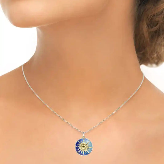 Nicole Barr Celestial Golden Sun over Sea Enamel Pendant Nicole Barr Celestial Golden Sun over Sea Enamel Pendant