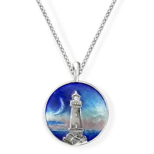 Nicole Barr Coastal Beacon Enamel Sea Lighthouse Necklace