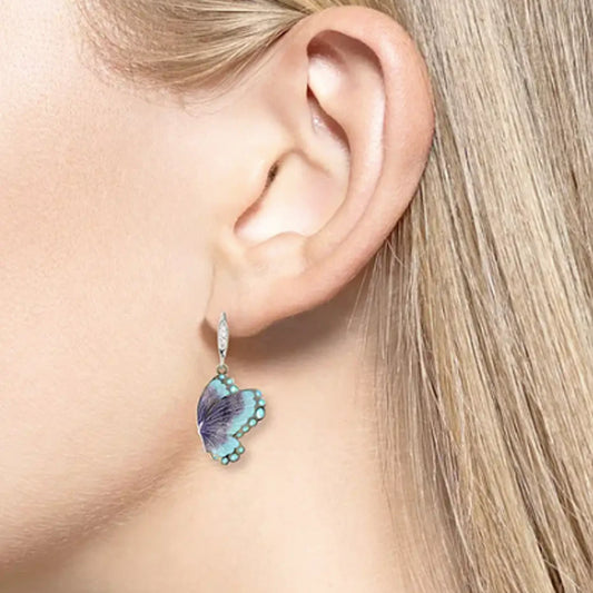 Nicole Barr Nature Blue Morpho Butterfly Flight Earrings Nicole Barr Nature Blue Morpho Butterfly Flight Earrings