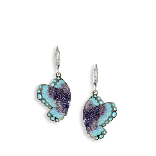 Nicole Barr Nature Blue Morpho Butterfly Flight Earrings