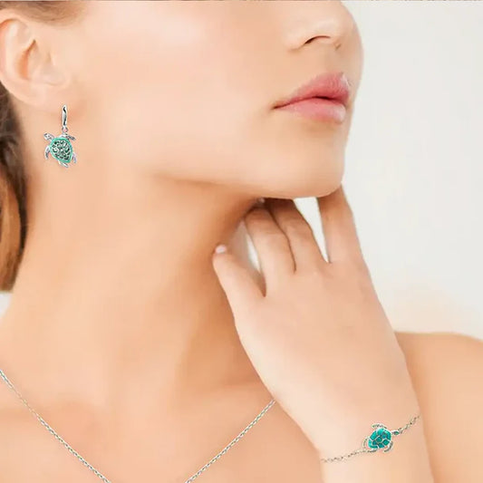Nicole Barr Aqua Green Enamel Sea Turtle Silver Earrings Nicole Barr Aqua Green Enamel Sea Turtle Silver Earrings