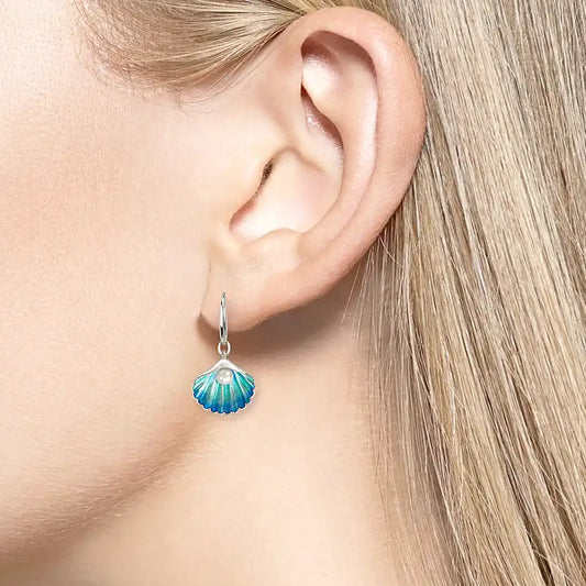 Nicole Barr Sea Coastal Shell Pearl Enamel Earrings Nicole Barr Sea Coastal Shell Pearl Enamel Earrings