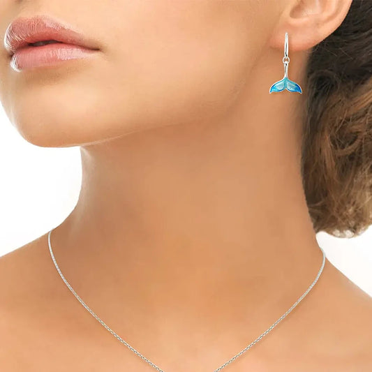 Nicole Barr Blue Enamel Sea Whale Fluke Drop Earrings Nicole Barr Blue Enamel Sea Whale Fluke Drop Earrings