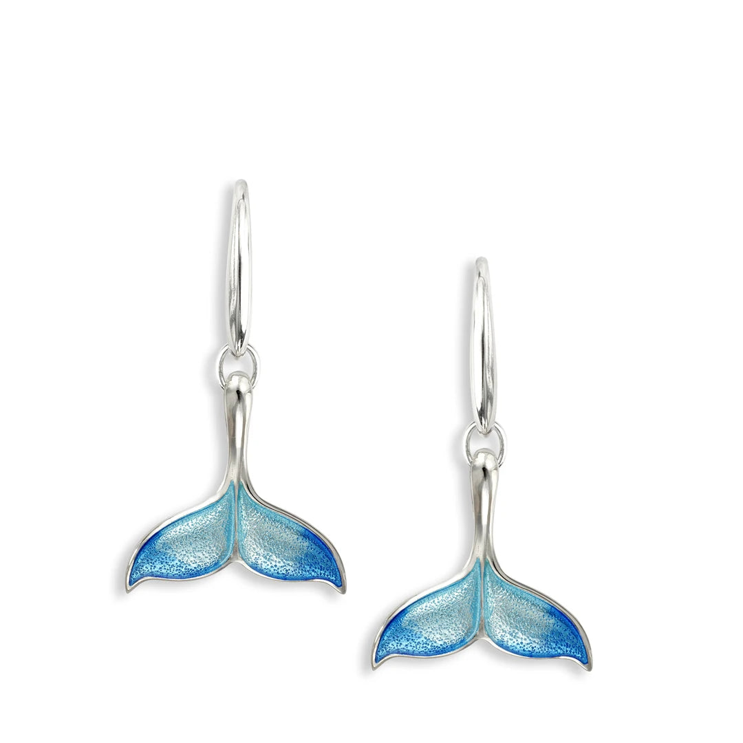 Nicole Barr Blue Enamel Sea Whale Fluke Drop Earrings