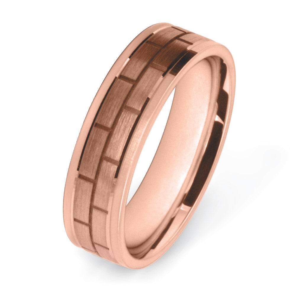 Block Carved Patterned Wedding Ring