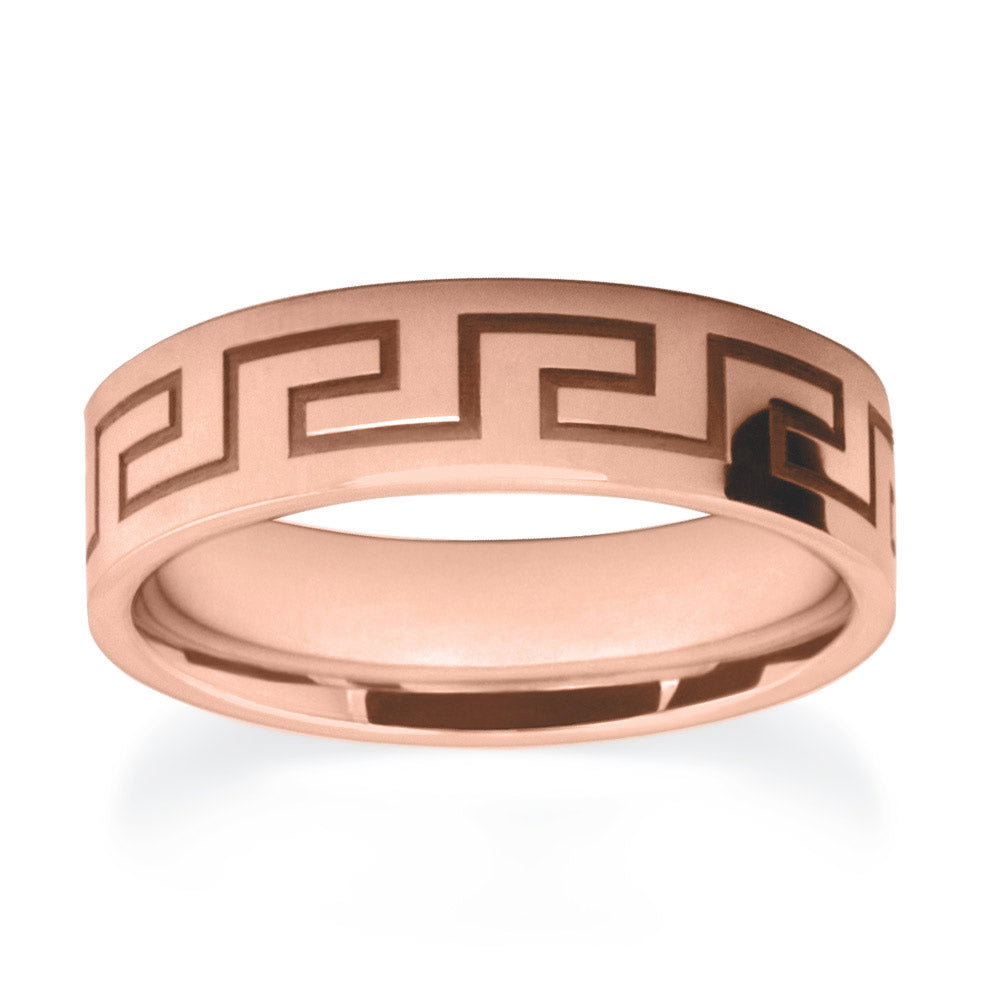 Greek Key Patterned Wedding Ring