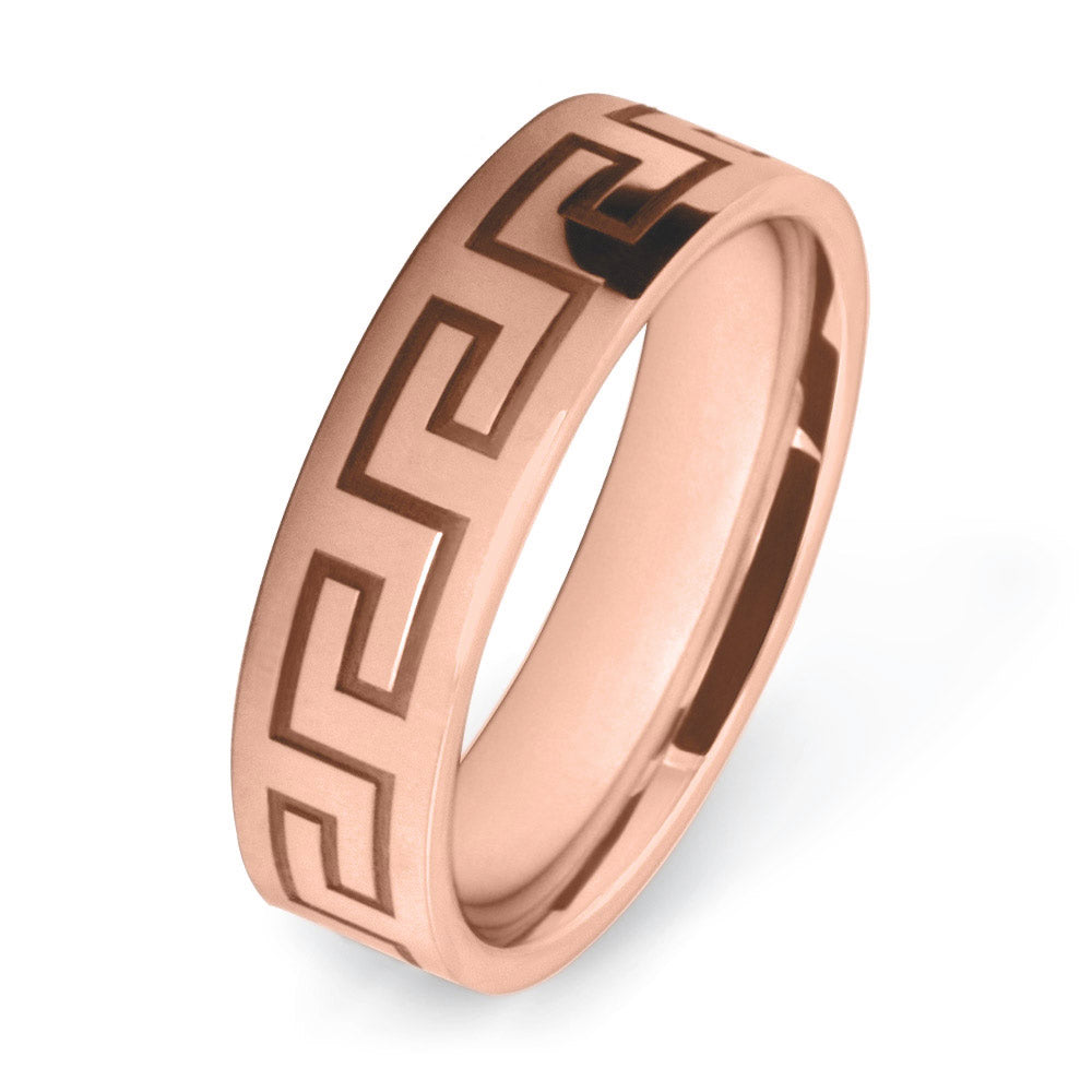 Greek Key Patterned Wedding Ring