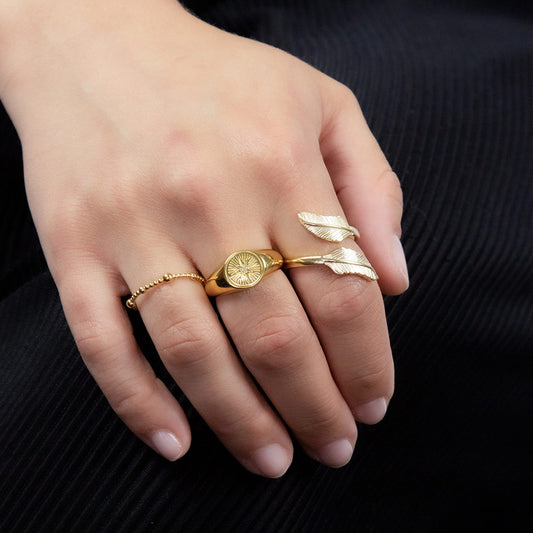 Yellow Gold Vermeil Signet Ring White Gold