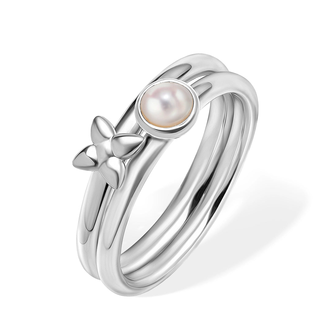 Laura Ashley Hartley Check Mabe Pearl Sterling Silver Stacking Ring