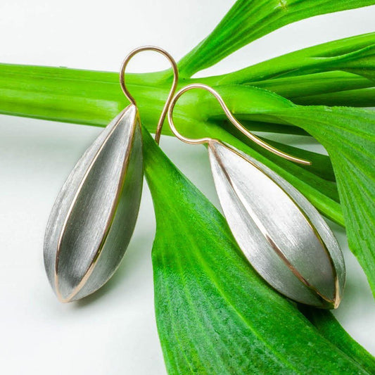 Lily Blossom bud Drop Earrings White Gold