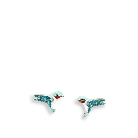 Nicole Barr Nature Green Hummingbird Flight Sterling Silver Stud Earrings