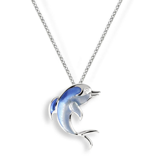 Nicole Barr Blue Enamel Gliding Sea Dolphin Pendant