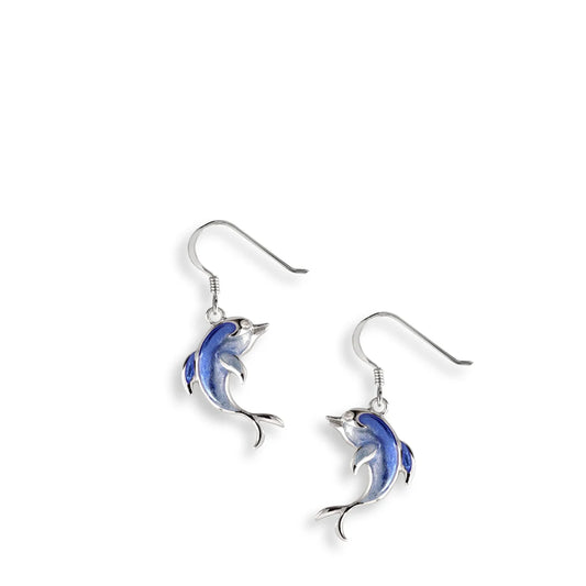 Nicole Barr Blue Enamel Gliding Sea Dolphin Drop Earrings