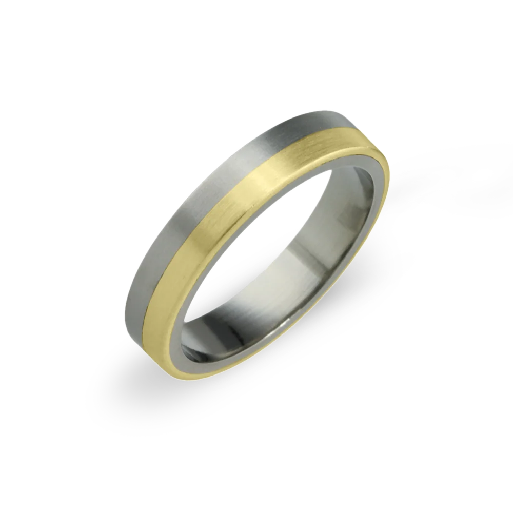 Two Tone 4mm Flat Shape Titanium Ring