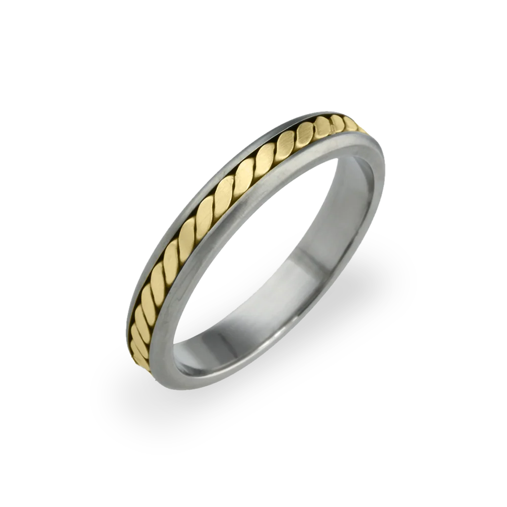 4mm Inlay Rope Patterned Titanium Wedding Ring