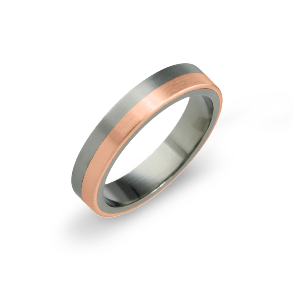 Two Tone 4mm Flat Shape Titanium Ring