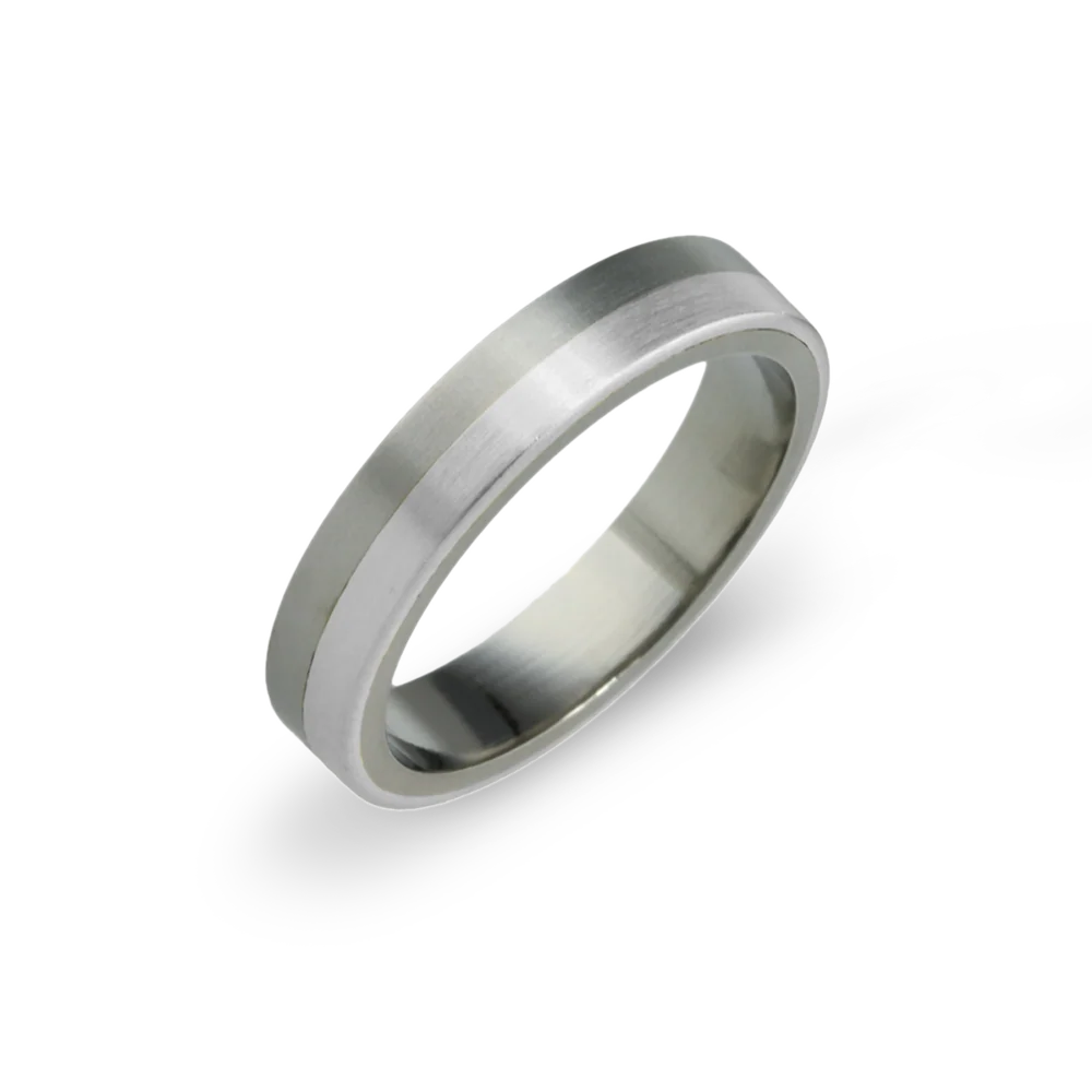 Two Tone 4mm Flat Shape Titanium Ring