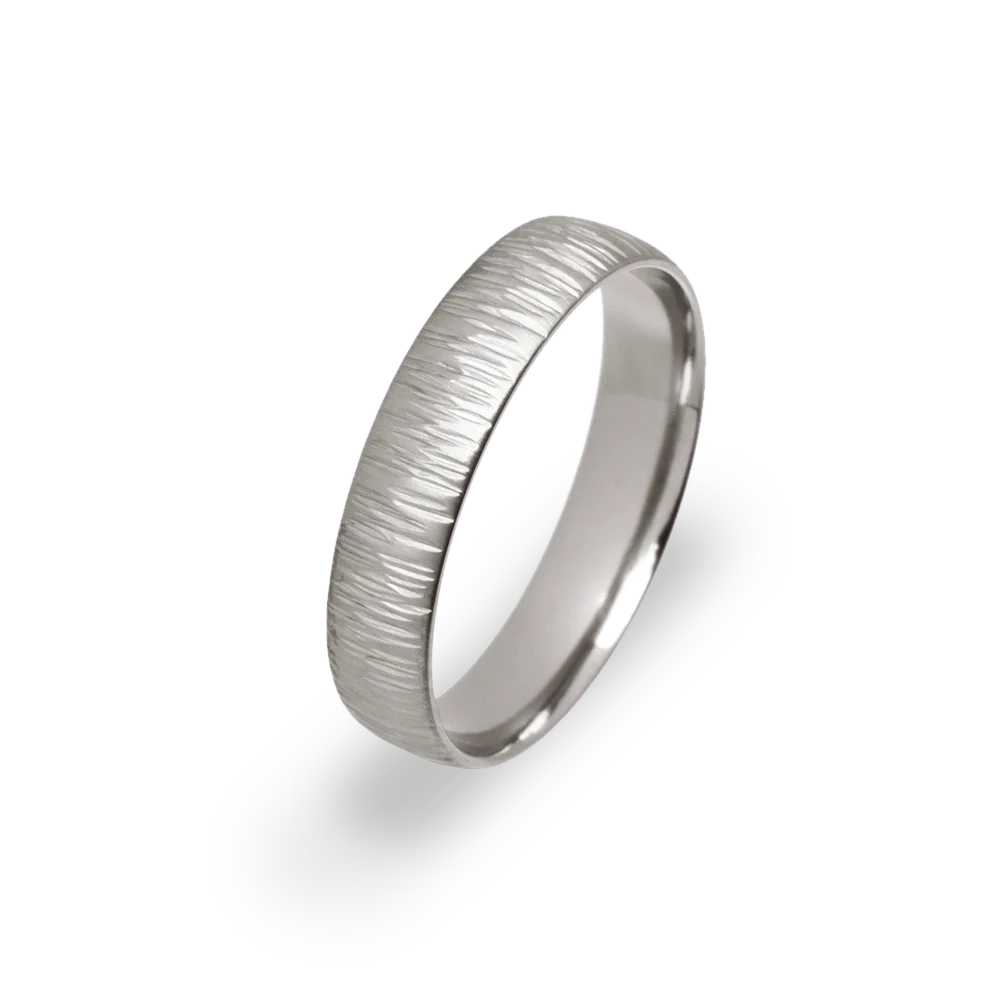 6mm Fine Ripple Textured Titanium Wedding Ring