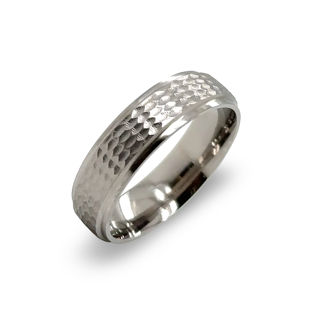 6mm Fine Honeycomb Bevel Titanium Wedding Ring