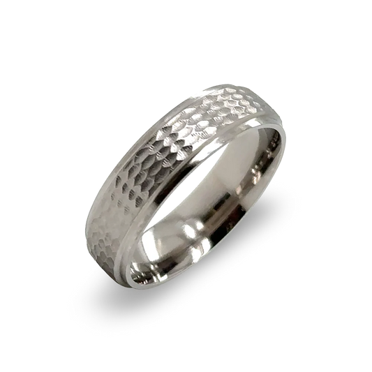 6mm Fine Honeycomb Bevel Titanium Wedding Ring 6mm Fine Honeycomb Bevel Titanium Wedding Ring