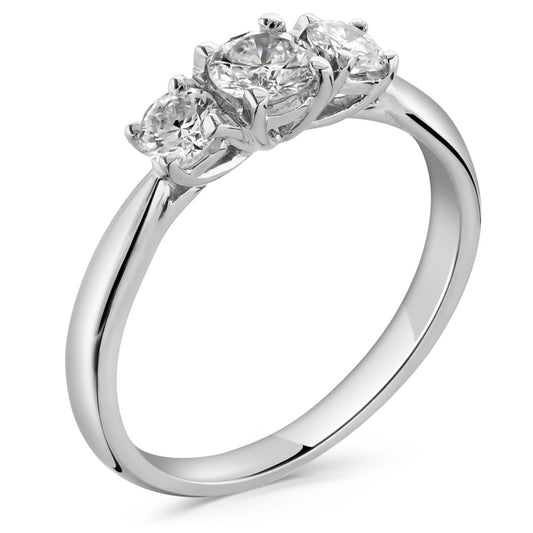 Three Stone Trilogy Diamond Engagement Ring White Gold