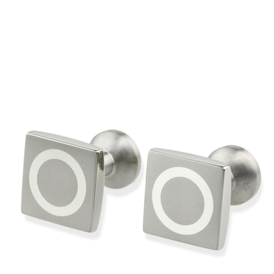 Square Titanium Cufflinks White Gold