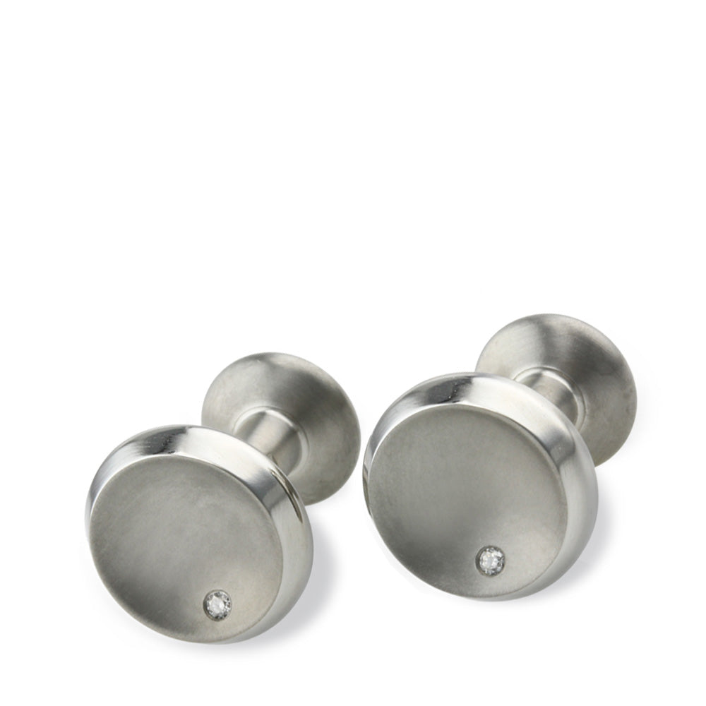 Round Diamond Titanium Cufflinks