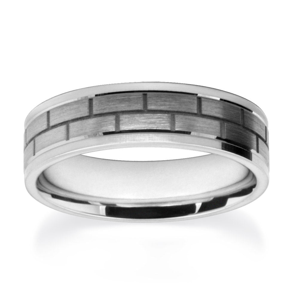 Block Carved Patterned Wedding Ring