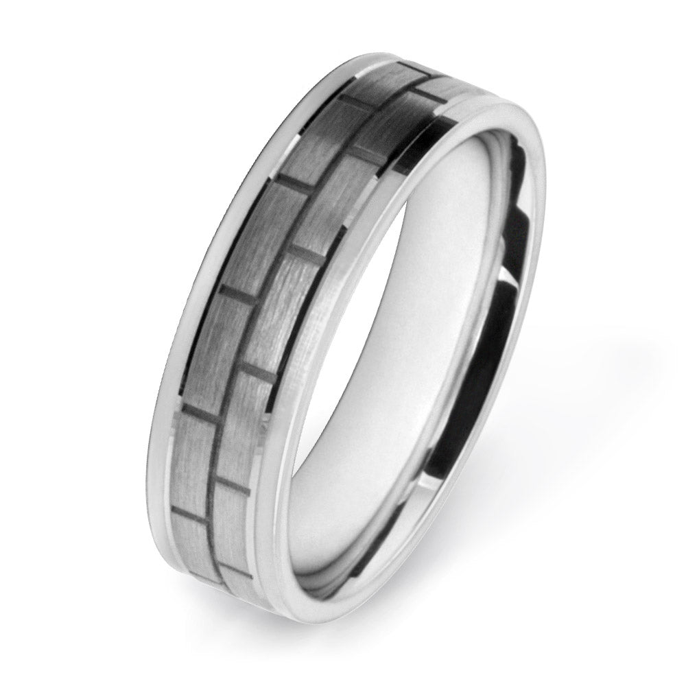 Block Carved Patterned Wedding Ring