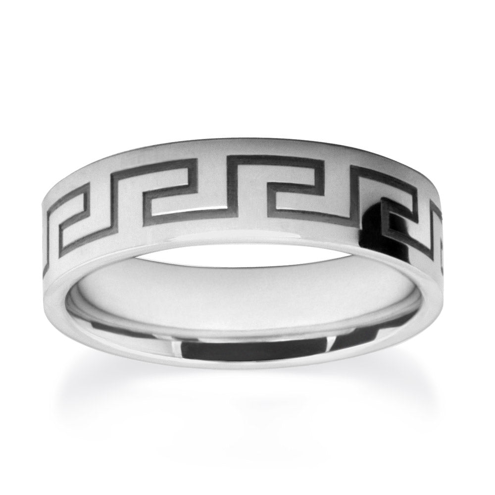 Greek Key Patterned Wedding Ring