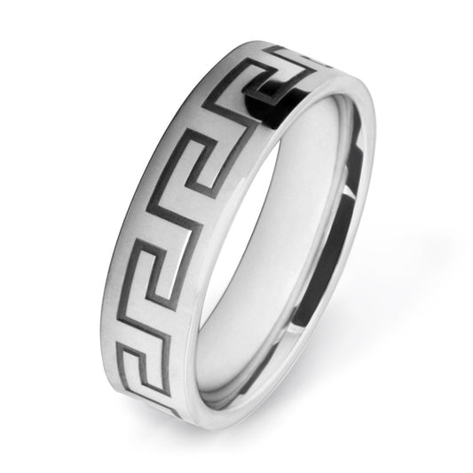 Greek Key Patterned Wedding Ring