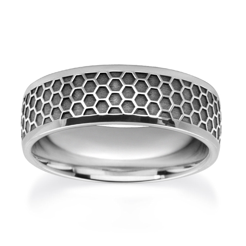 Honeycomb Patterned Wedding Ring
