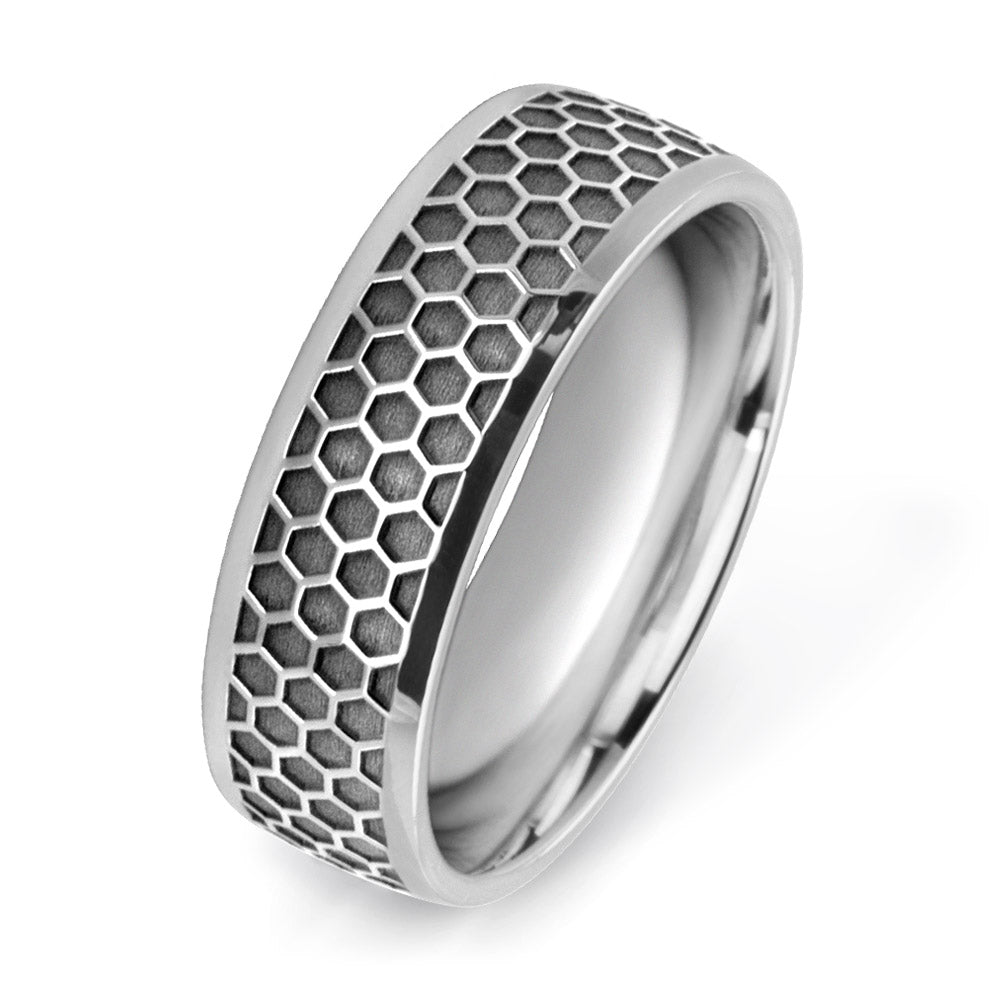 Honeycomb Patterned Wedding Ring