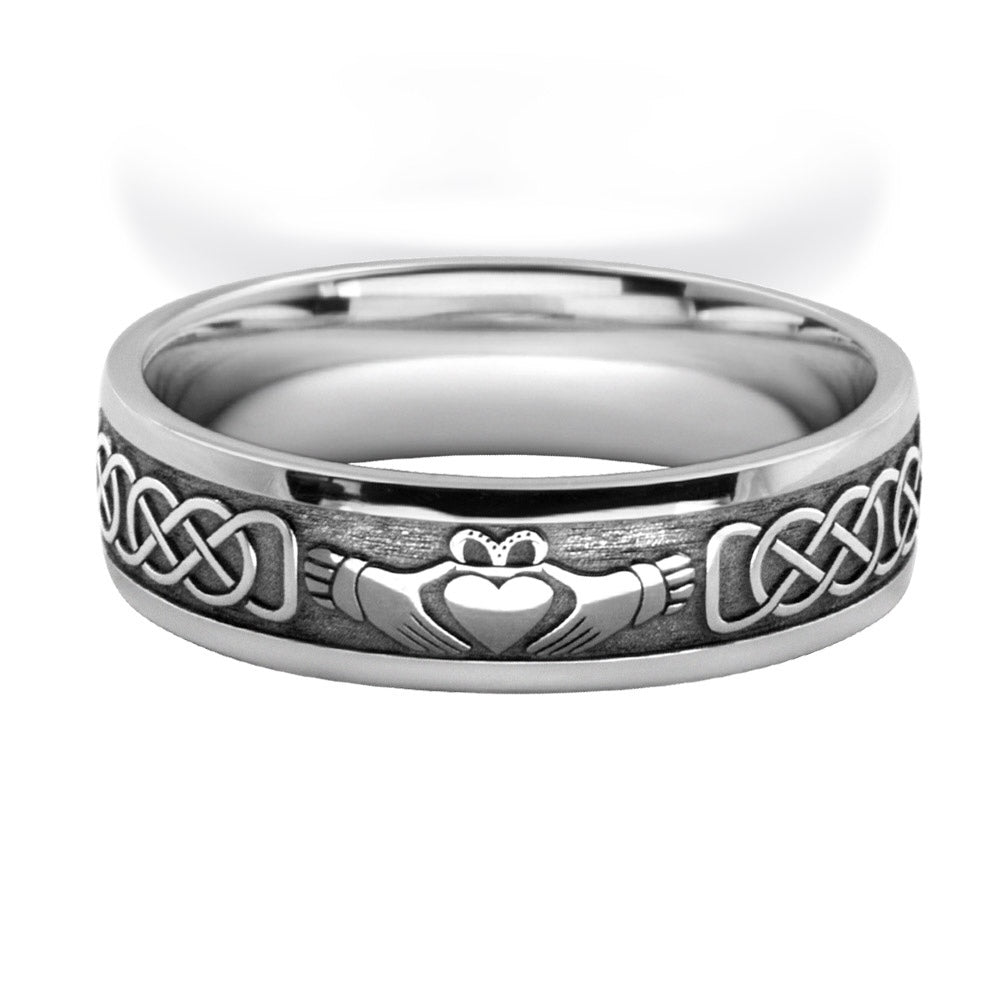 Celtic Claddagh Patterned Wedding Ring