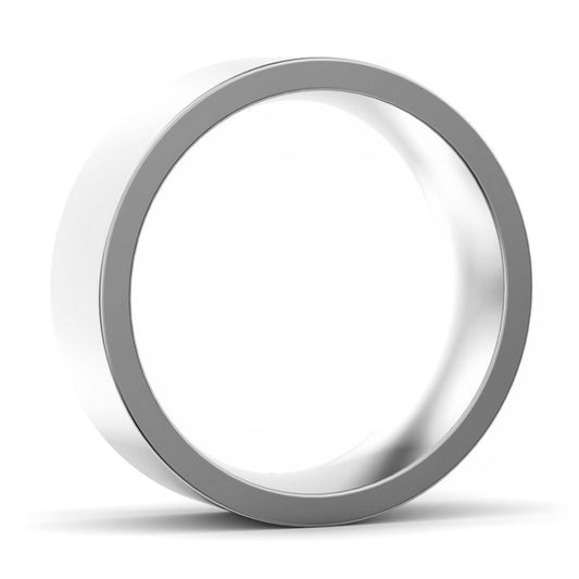 7mm Flat Court Heavy Weight Wedding Ring White Gold