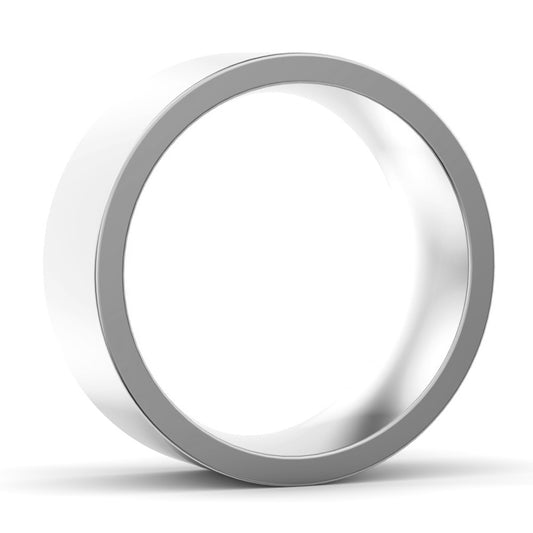 8mm Flat Court Heavy Weight Wedding Ring White Gold