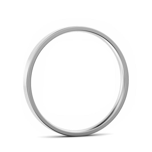 2mm Flat Court Light Weight Wedding Ring White Gold
