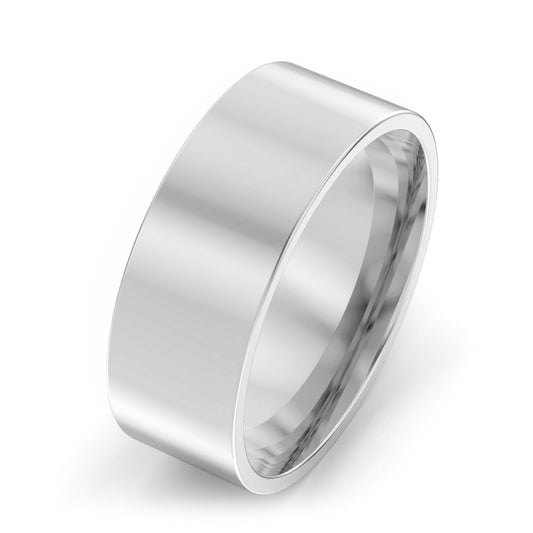7mm Flat Court Light Weight Wedding Ring White Gold